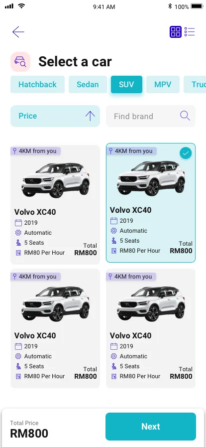 Car Rental App project detail