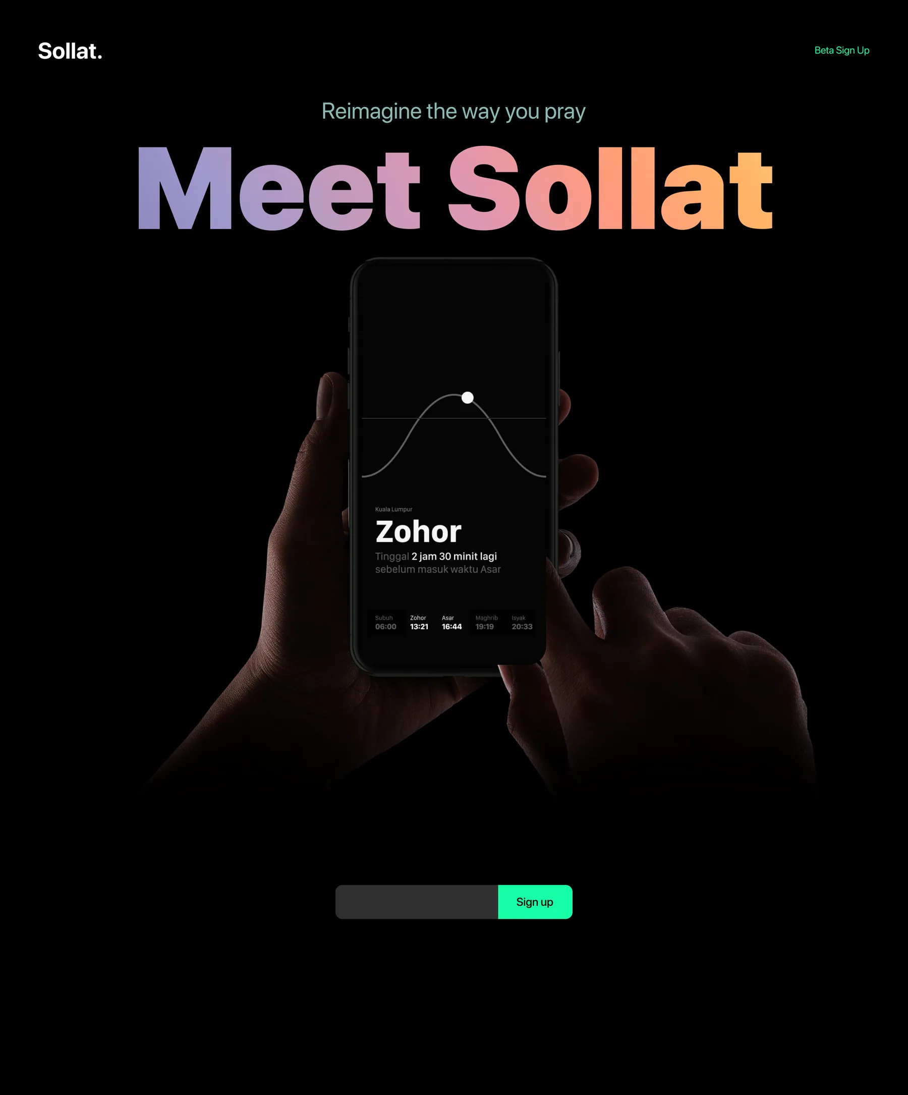 Early goSolat web landing page concept