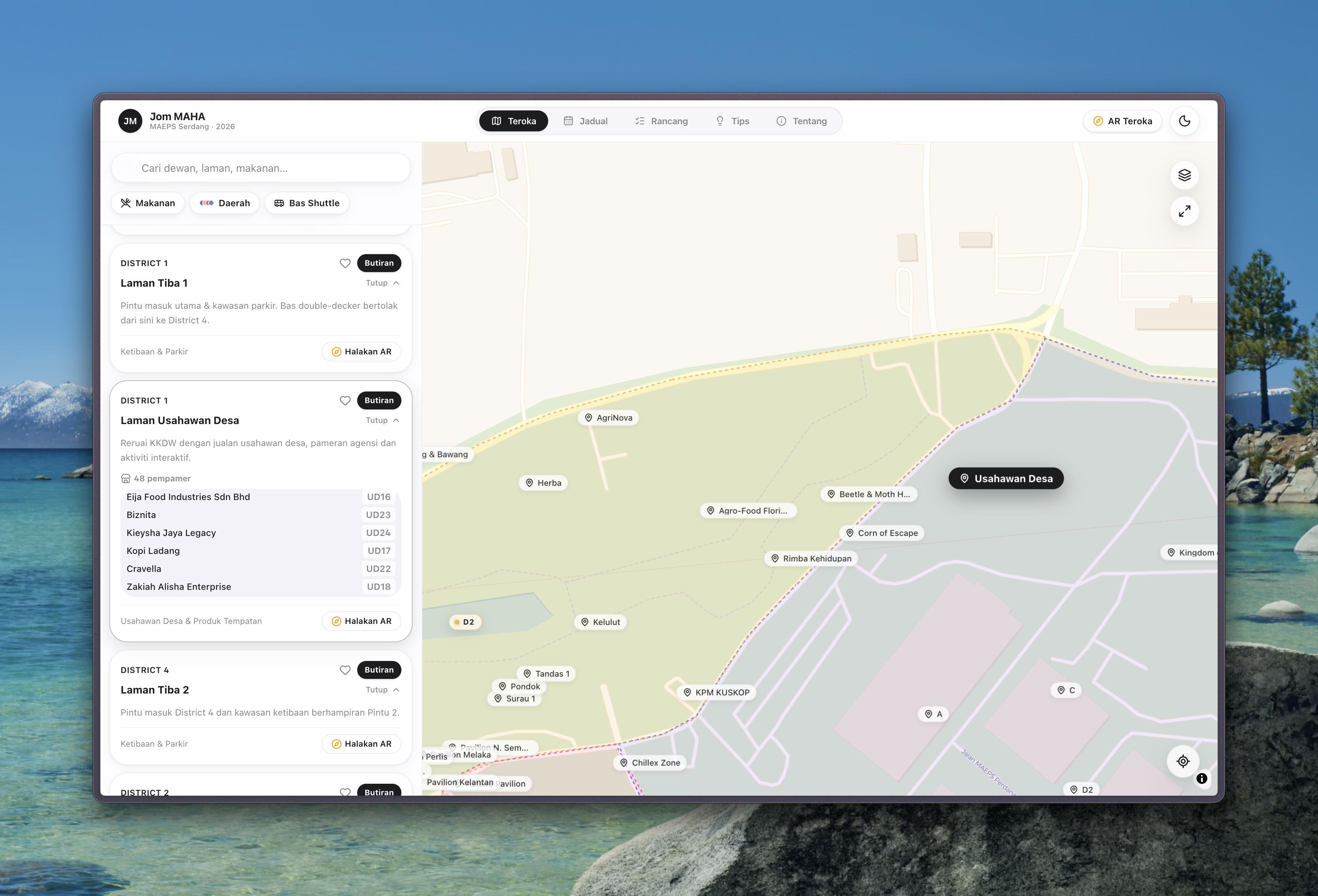 Jom MAHA project interface